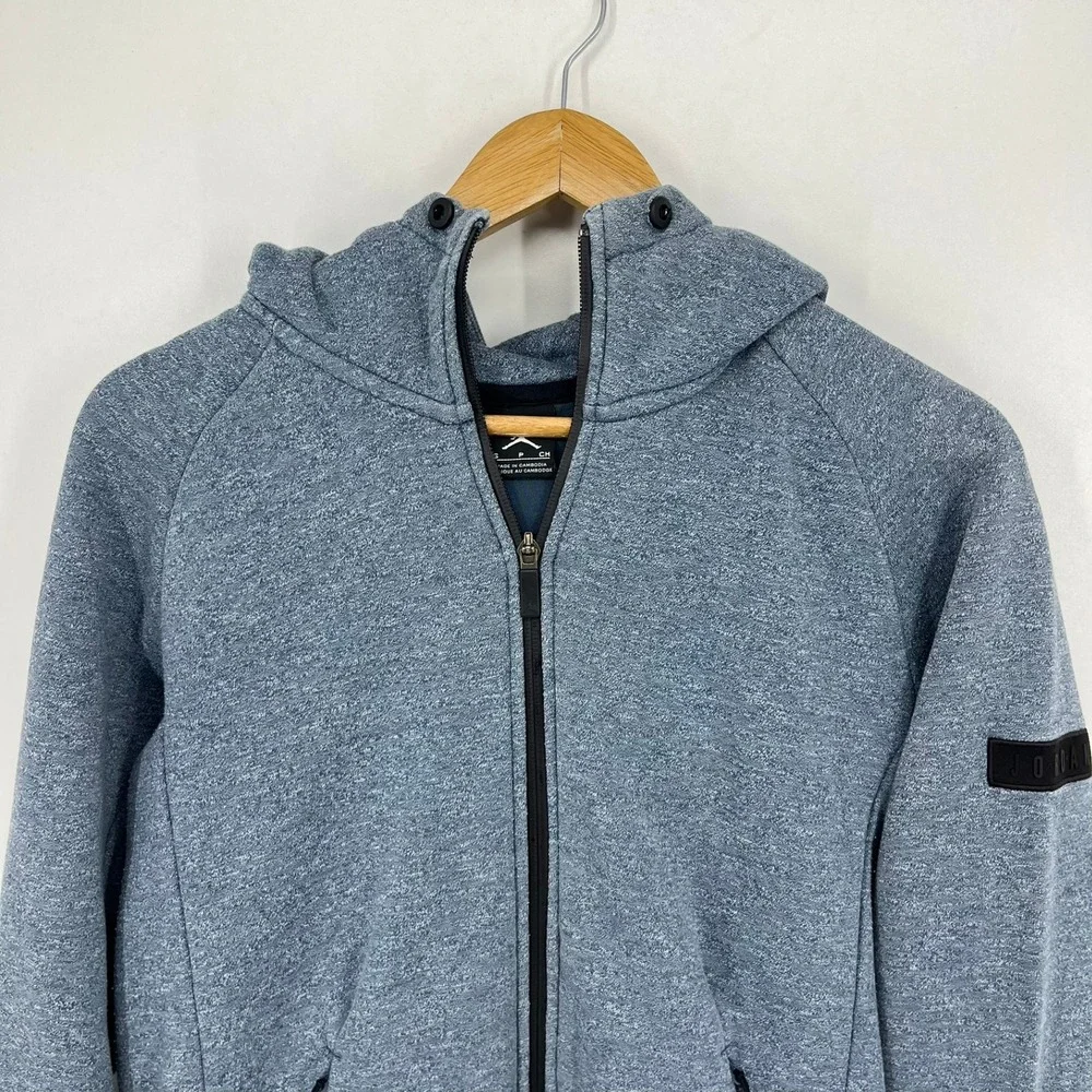 Jordan Brand Mens Full Zip Jumpman Hoodie Heather Blue Gray Size Small